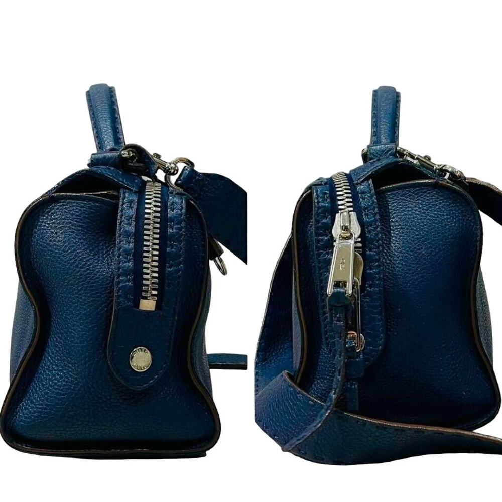 💎✨BEAUTIFUL✨💎Authentic Fendi Leather Selleria Navy Blue 2-Way Shoulder Bag - Picture 3 of 6